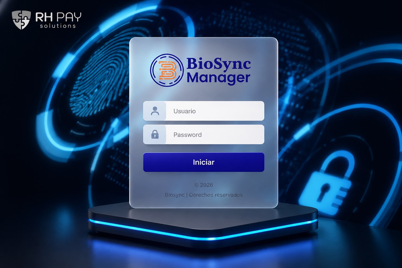 Pantalla de inicio de sesión de BioSync Manager